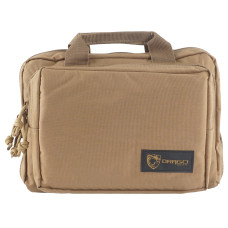 Drago Gear Double Pistol Case, 5 Internal Magazine Holders, 600D Polyester, Tan 12-315TN