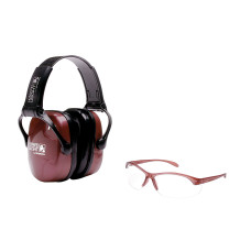 Howard Leight Shooting Combo Kit Earmuff, Dusty Rose, Ultra Light, NRR 25 Muffs, Anti-fog Clear Glasses R-01727