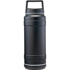 Pelican 18/8 Pro Grade Stainless Steel, 32oz., Food & Drink Storage, Black Finish, Leak-Proof Carry Handle Lid TRAV-BO32-BLK