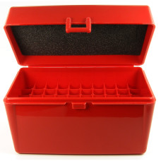 FS Reloading Plastic Ammo Box Large Rifle 50 Round Solid Red
